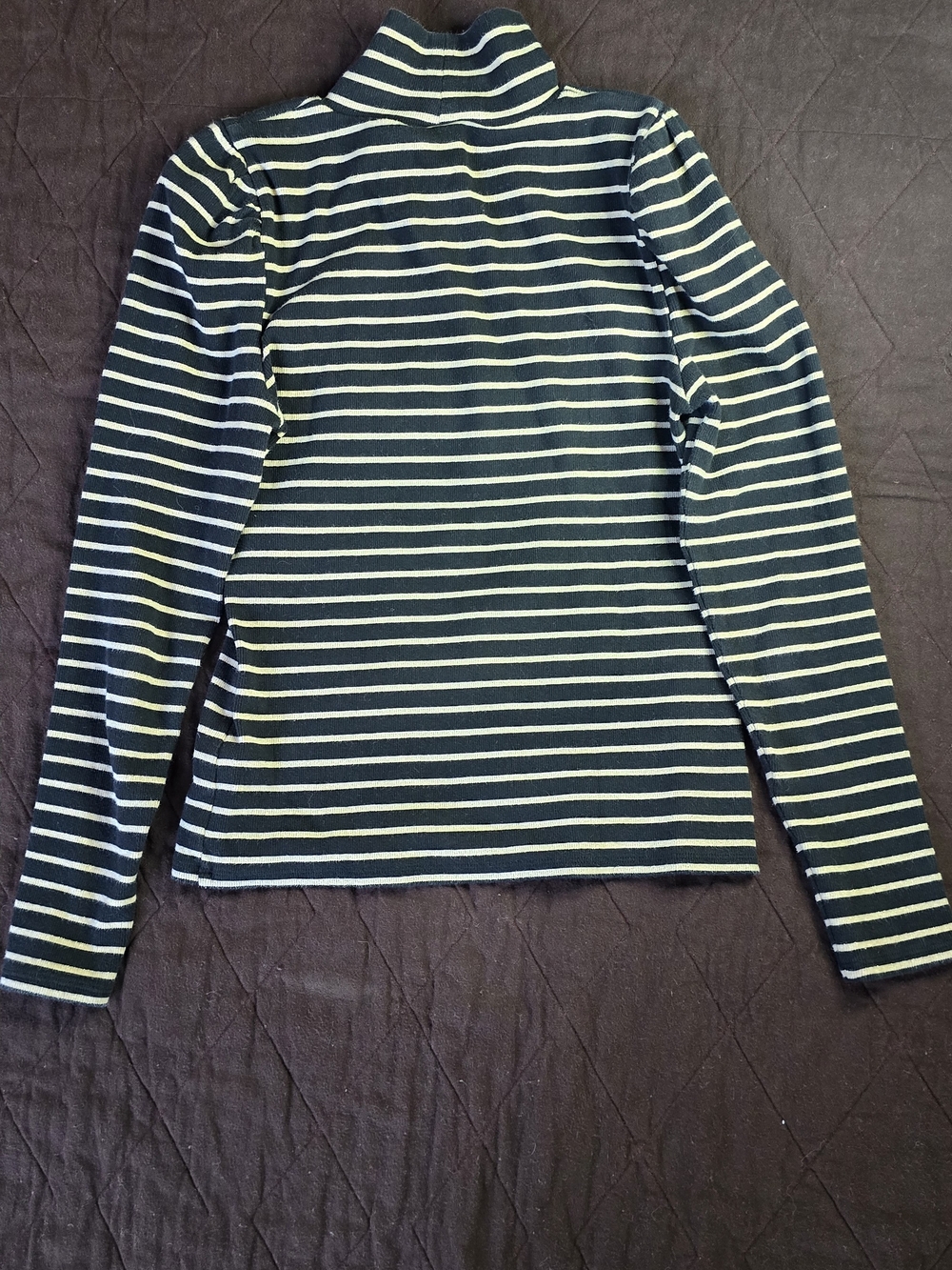J. Crew Black and Gold Metalic Striped Turtleneck Long-Sleeve Top